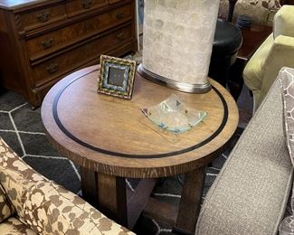 2nd round side table $45 and shell Lamp $35