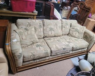Palm tree rattan sofa $150
