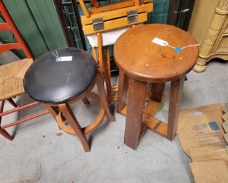 Wood stool $15, black/wood stool $20