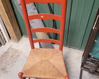 Wood chair wicker seat $18