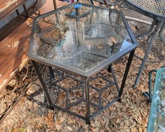 Glass top metal table $25