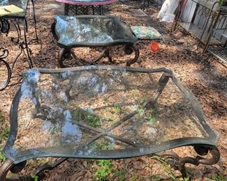 Metal Square glass top coffee table $45, Rectangle $75, Round $45