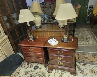 2 Lamps $8 each, Night stand $25, Dark Brown Lexington Night stand $45
