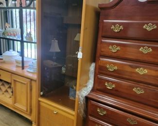 Teak display case $75