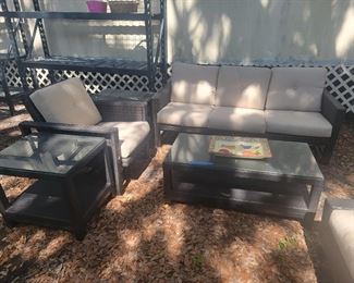 Sofa $150, Chair $50, coffee table, $45, two side tables $35 each