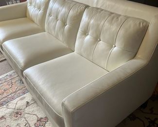 Faux leather white sofa $350 with matching chair $125