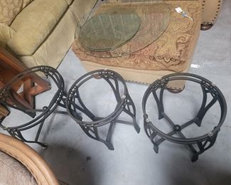 2 round side tables with glass
top $25 each
1 round coffee table $35