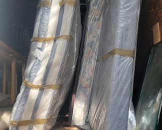 Queen Mattress with box spring gray and white $125 King Mattress floral with box spring $100