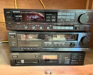 Kenwood AM/FM stereo receiver.
Sony cassette player.
Pioneer 6 disc CD player.