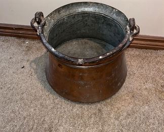 Large selection of antique copper pots