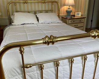 Queen brass bed with mattress