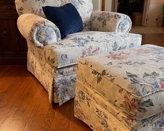 Floral accent chair with ottoman