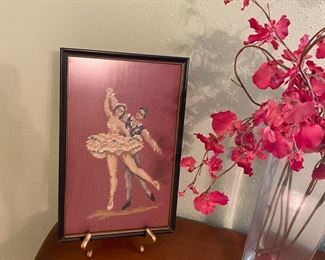 Pair of embroidered framed ballerinas