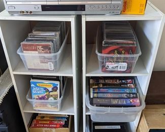 CDs, VHS, cassettes