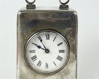 Antique 19th C English Sterling Silver Case 4.25Ó Carriage Clock, 673 Grams Weighted
