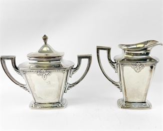 Antique International Sterling Silver Trianon Creamer & Sugar 694 Grams
