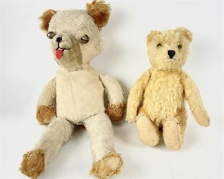 Steiff Mohair Jointed Teddy Bear & Dog Plush Toy W/ Bell Eyes
