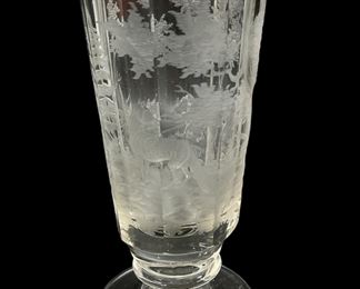 18th Century Acid Etched Footed Art Glass
