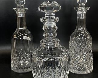 3 FINE WATERFORD CRYSTAL DECANTER IN EXCELLENT SHAPE WITH STOPPERS
