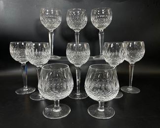 8 Fine WATERFORD CRYSTAL Colleen Pattern Wine Goblets w 2 WATERFORD Colleen Balloon Brandy Glass
