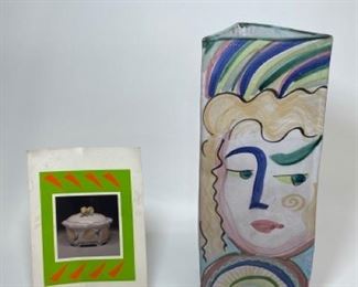 1990s Mary George Kronstadt EXCELLENT MODERNIST POTTERY GLAZED VASE
