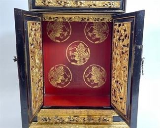 Antique Chinese CARVED PAINTED GILT WOOD 19th CENTURY TRAVELING ALTER
