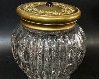 Antique Crystal Footed Tobacco Humidor
