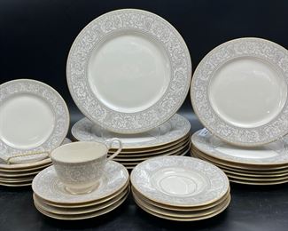 Franciscan Masterpieces Grey Renaissance USA China Dinner Plates, Salad Plates, Desert Plates, and Saucers.

