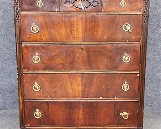 20th Century Tall Chest of Drawers Fancy Brass Pulls
