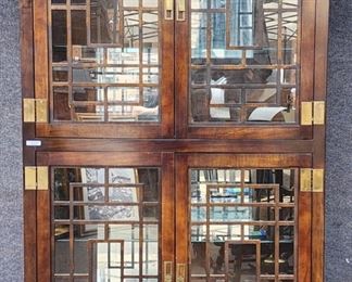 20th Century Asian Lattice Work Lighted Display Cabinet
