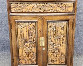 20th Century Hand Carved Asian Hinged Top Silver or Storage Chest
