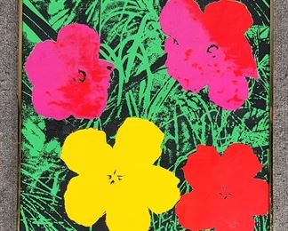 Vintage Framed Silkscreen Andy Warhol Flowers Poster Reproduction Pop Art
