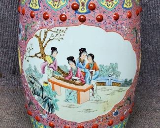 Vintage Asian Glazed porcelain Garden Seat
