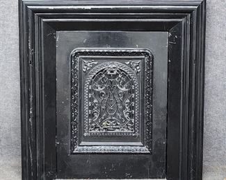 Antique Cast Iron 2 Piece Fireback
