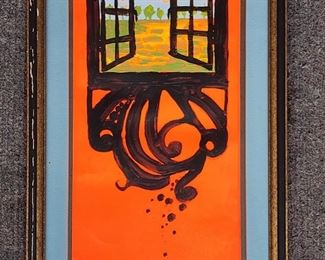 Original Signed Hunter Abstract Painting on Paper
