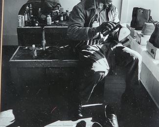 Vintage Black & White Photo of a Shoe Shiner Framed
