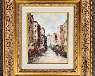 Original Lowry R City Streets on Canvas Gilt Framed
