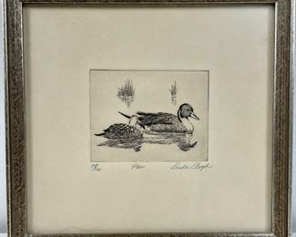 original Linda Lloyd Pencil signed Etching Titled Pair 78/100
