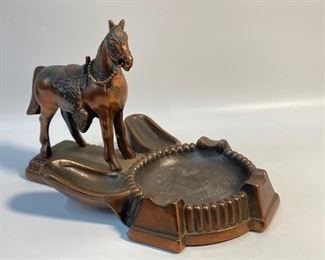 Vintage Cast Copper Old Western Horse Ash Tray

