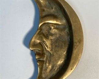 Vintage Brass Crescent Moon Ash Tray in Art Nouveua Style
