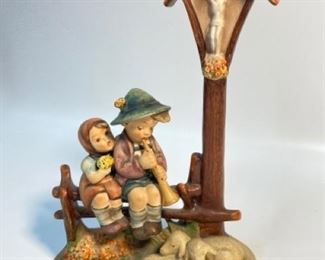 Rare Antique Goebel Hummel with Double Crown Full Bee Marking - Wayside Devotion 28/2 - Marked 44 and III
