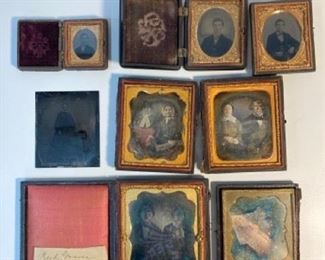 8 Antique IDÕd Daguerreotype and Tin Types - 4 Daguerreotypes (2 with Gutta-percha Cases) and 4 Tin Types
