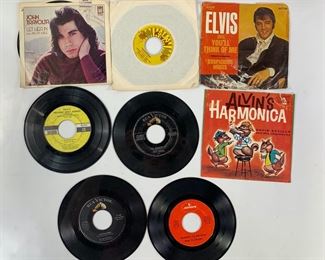 Vintage Elvis, Johnny Cash, John Travolta, Rod Stewart, and More 45 RPM Vinyl Records

