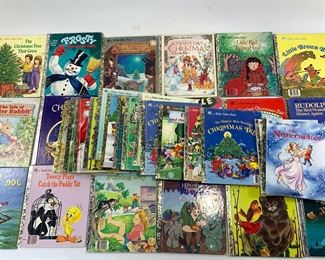 33 Vintage A Little Golden Books - 1976 My Christmas Treasury, 1969 Four Puppies, 1991 The Nutcracker, 1985 Little Brown Bear, 1985 Little Red Riding Hood, 1982 Frosty The Snowman, 1993 Floating Bananas and More
