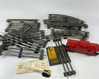 Assortment of Vintage Lionel Metal Scale Model Train Tracks; American Flyer Power Rail, American Flyer Lines Red Caboose and More
