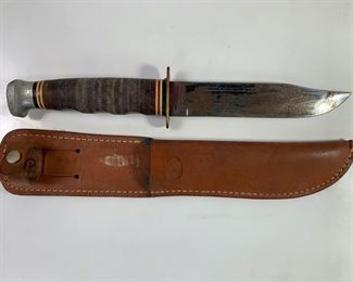 Vintage Kabar Genuine Leather Steel Knife - 6 Inch Blade
