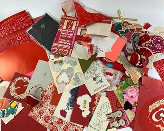 Big Lot of Assorted Vintage Valentines Day Cards, Paper, Crafts and More
