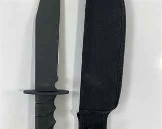 BudK BK927 9 Inch Stainless Steel Hand Crafted Marine Raider Bowie Knife With Sheath - Black Epoxy Powder Coat
