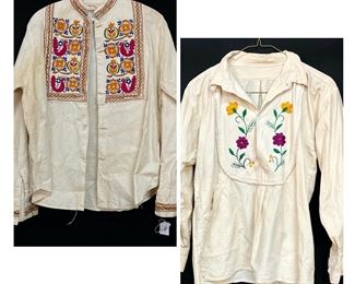Vintage Womens Hippie Boho Mexican Cream Embroidered Cotton Jacket And Blouse Size S
