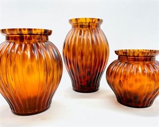 Vintage Faux Tortoise Vase Collection
